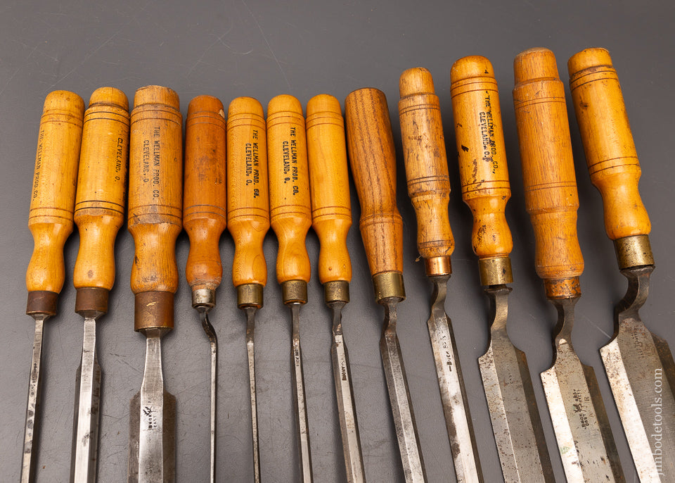 Awesome Set of 12 BUCK BROS. Antique Pattern Maker’s Paring Chisels - 116449