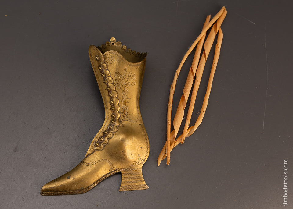 Engraved 9 Inch Brass Fireplace Spill Holder - 116523