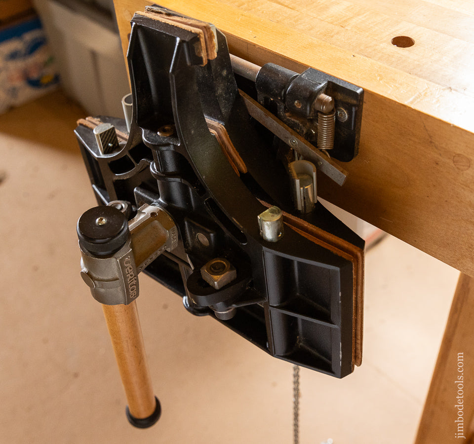 Massive LEE VALLEY VERITAS Work Bench with TUCKER Pattern Maker’s Vise & a Twin Screw Veritas Chain Drive Tail Vise - 116556 - AS OF JUNE 16