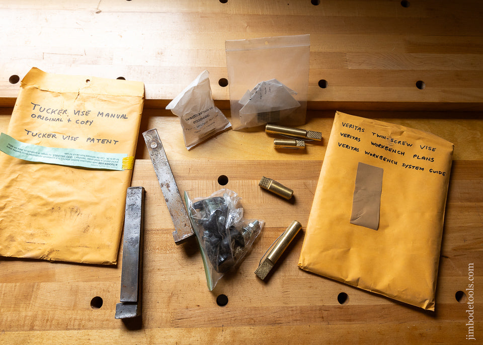 Massive LEE VALLEY VERITAS Work Bench with TUCKER Pattern Maker’s Vise & a Twin Screw Veritas Chain Drive Tail Vise - 116556 - AS OF JUNE 16