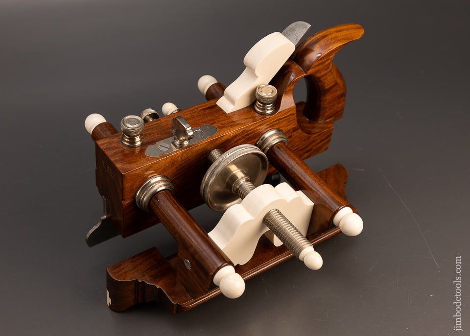 Spectacular Rosewood & German Silver Center Wheel Plow Plane by JIM LEAMY - 116594
