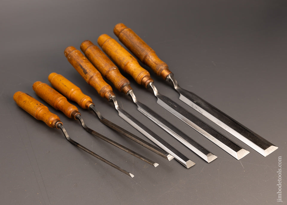 Beautiful Set of 7 BUCK BROS. Pattern Maker’s Crank Neck Paring Chisels - 116613