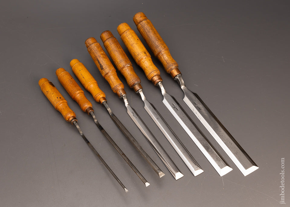 Beautiful Set of 7 BUCK BROS. Pattern Maker’s Crank Neck Paring Chisels - 116613