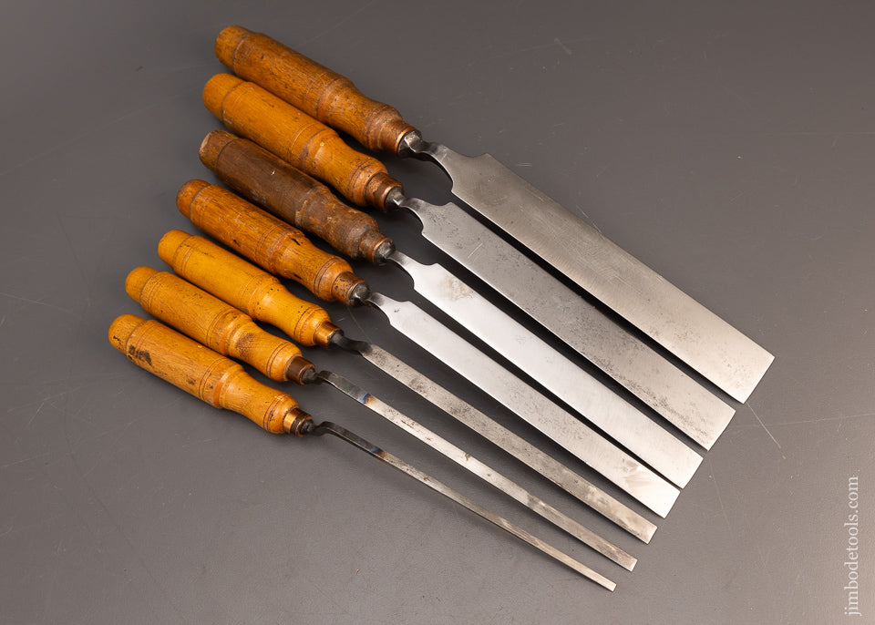 Beautiful Set of 7 BUCK BROS. Pattern Maker’s Crank Neck Paring Chisels - 116613