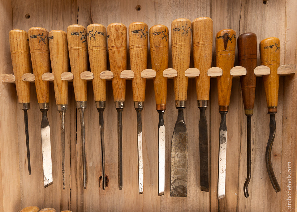 Comprehensive Set of 39 BUCK BROS. Carving Tools Chisels Gouges in Maple Cabinet - 116622