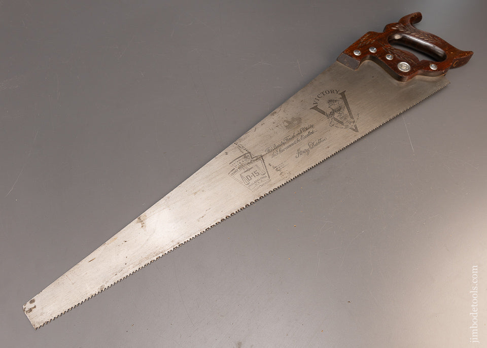 Spectacular Rosewood Handled DISSTON No. D-15 Victory Hand Saw - 116726