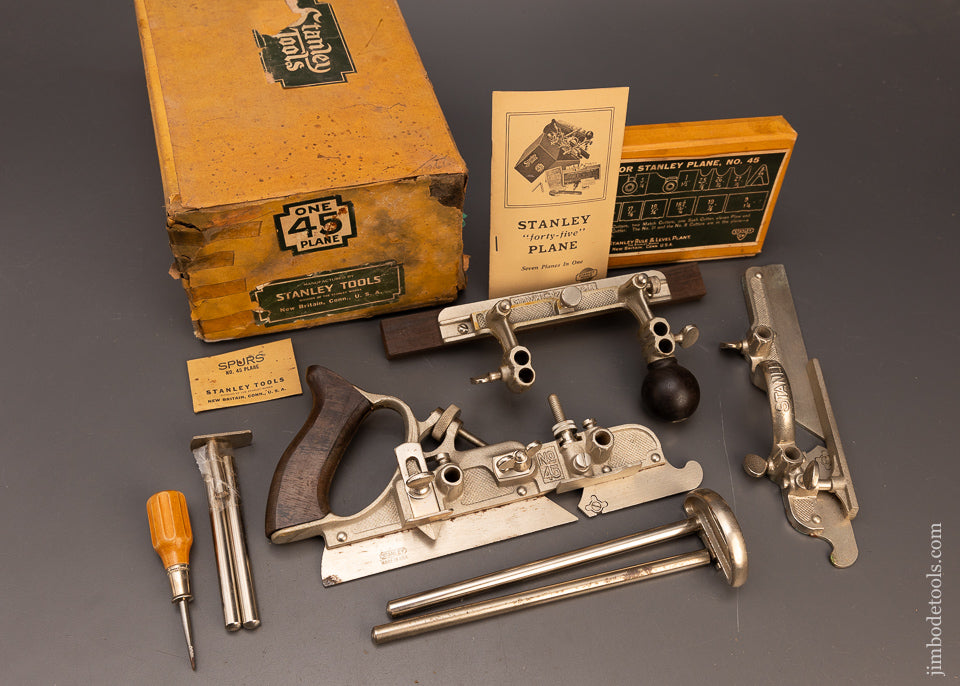 Near-Mint-&-100%-Complete-STANLEY-No.-45-Combination-Plane-in-Original-Box-116727