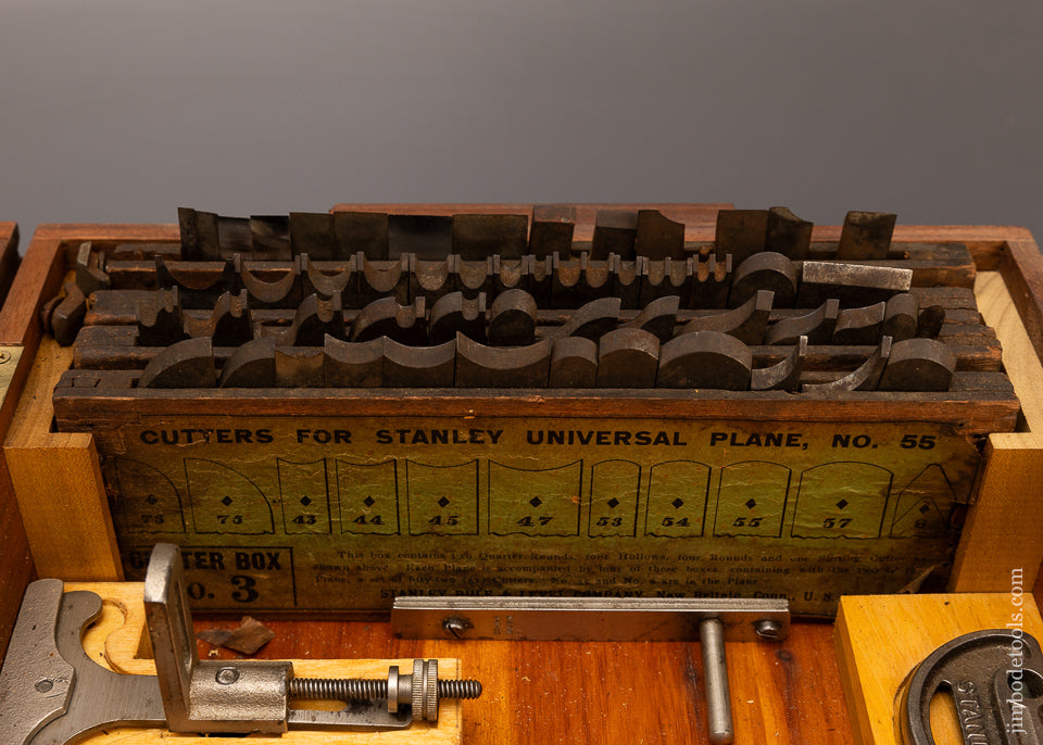 Fine-SWEETHEART-STANLEY-No.-55-Combination-Plane-in-Custom-Dovetailed-Box-117037