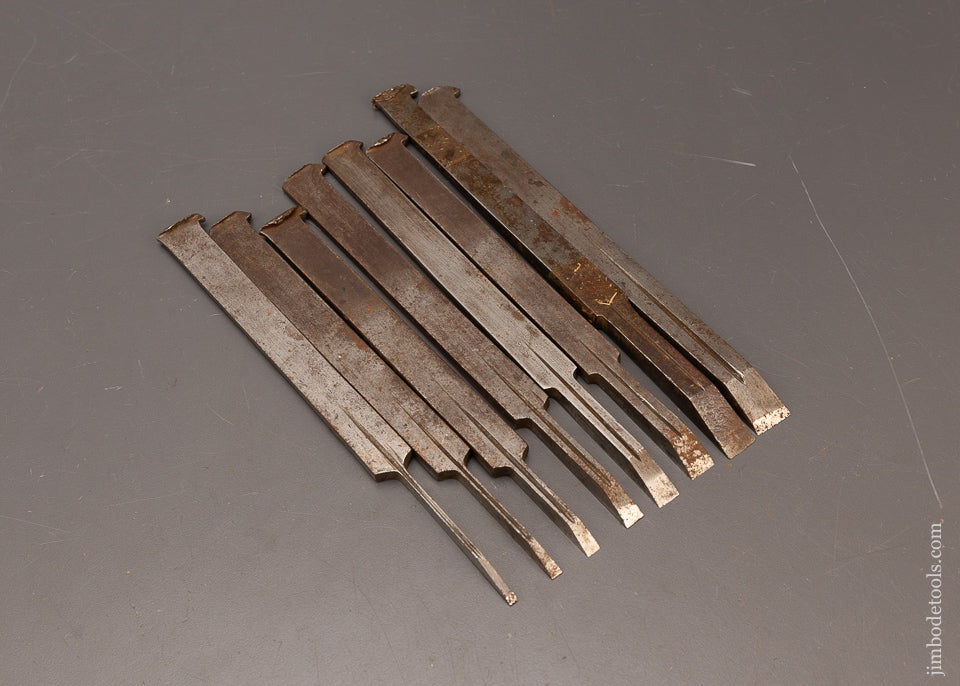 Graduated-Set-of-8 -Plow-Plane-Irons-by-IBBOTSON-117365