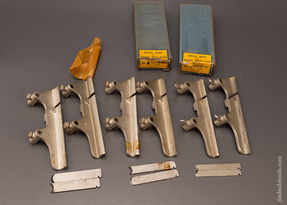 3-Complete-Sets-of-Hollow-&-Round-Special-Bottoms-&-Irons-for-RECORD-No.-405-&-STANLEY-No.-45-Combination-Planes-117400