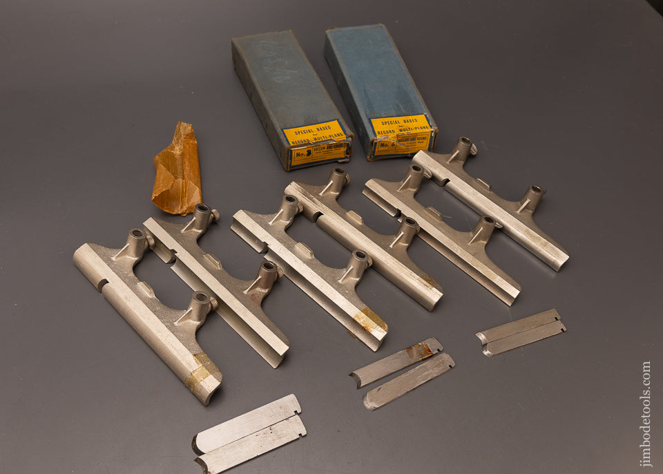 3-Complete-Sets-of-Hollow-&-Round-Special-Bottoms-&-Irons-for-RECORD-No.-405-&-STANLEY-No.-45-Combination-Planes-117400