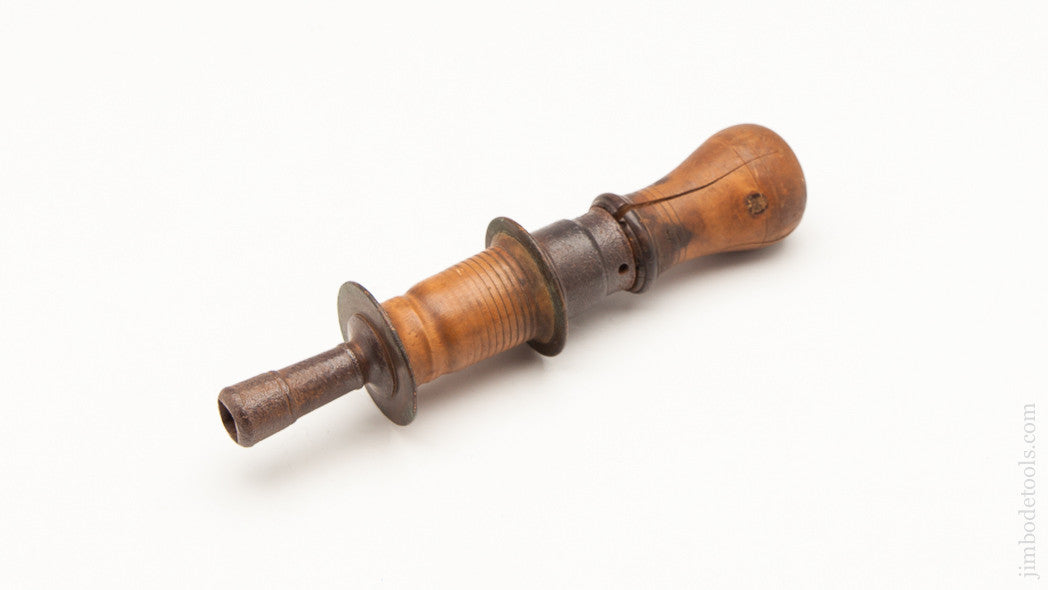 Early 8 1/2 inch Italian Boxwood, Brass, and Iron Bow Drill by FRATELLI RUINI CARRARA 1898