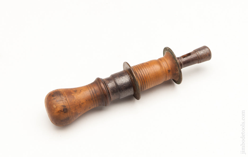 Early 8 1/2 inch Italian Boxwood, Brass, and Iron Bow Drill by FRATELLI RUINI CARRARA 1898 -- 62285R