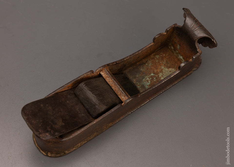 SPECTACULAR! Once in a Lifetime 16th Century Instrument Maker's Mitre Plane With Shell Carved Front Bun - 75724U