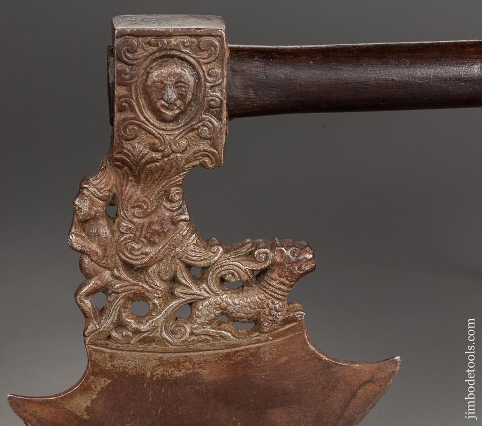 Unbelievable! Ornate 16th Century Italian or German Figural Battle Axe - 78937R