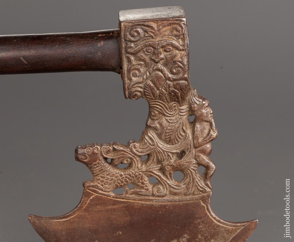 Unbelievable! Ornate 16th Century Italian or German Figural Battle Axe - 78937R