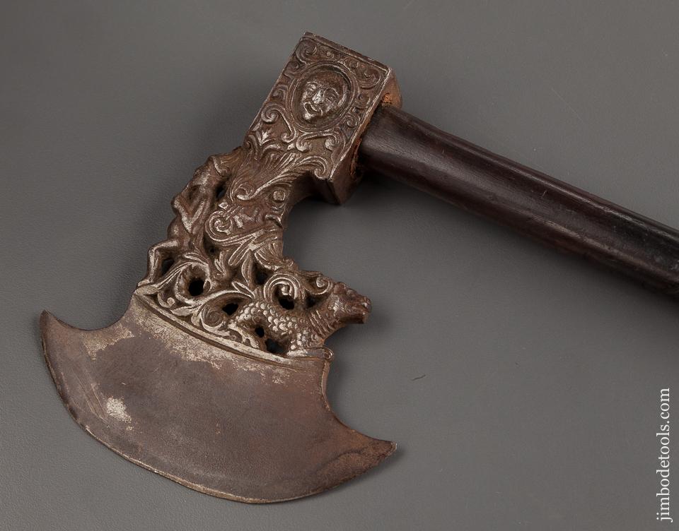 Unbelievable! Ornate 16th Century Italian or German Figural Battle Axe - 78937R