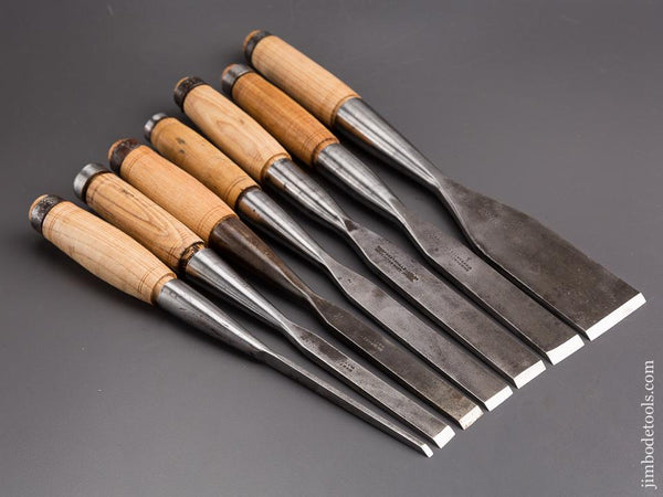 Great Early Set of Seven Socket Firmer Chisels by HUMPHREYSVILLE MFG CO - 85343