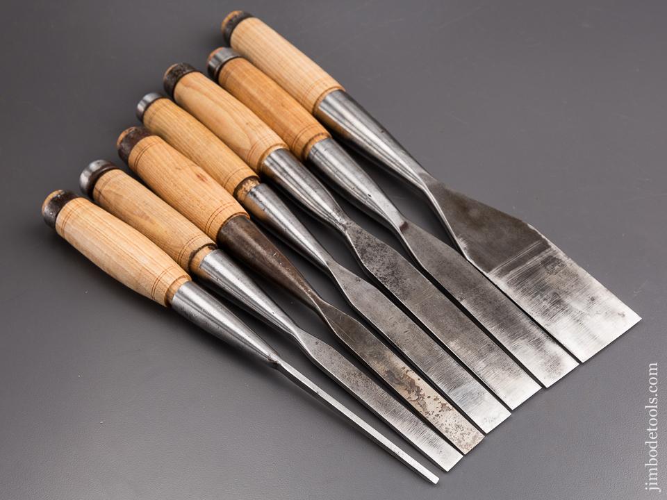 Great Early Set of Seven Socket Firmer Chisels by HUMPHREYSVILLE MFG CO - 85343