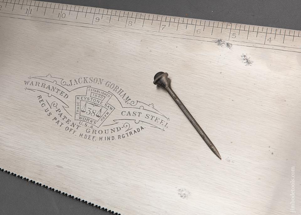 RARE! 11 point 26 inch JACKSON GORHAM May 13, 1856 Patent DISSTON No. 38 Hand Saw MINT - 93483UR