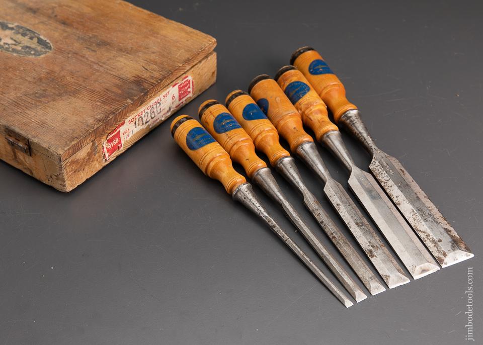 BERG ESKILSTUNA No. 9188 SHARK Six Piece Socket Chisel Set EXTRA FINE in Original Wooden Case - 93520