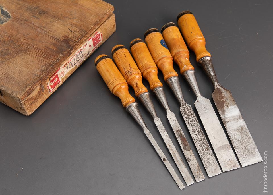 BERG ESKILSTUNA No. 9188 SHARK Six Piece Socket Chisel Set EXTRA FINE in Original Wooden Case - 93520