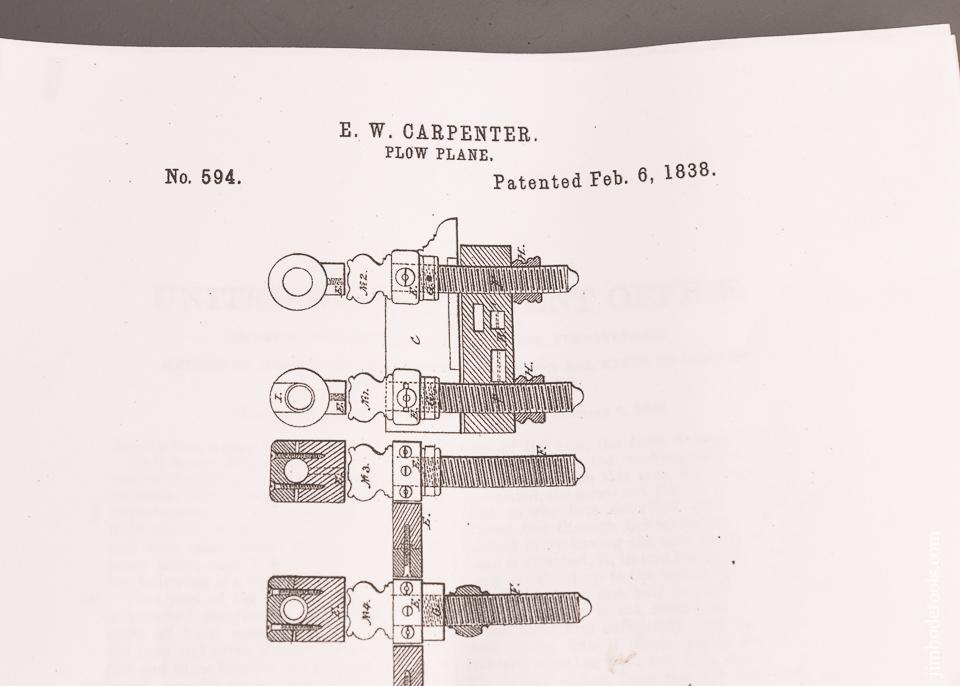 Excellent E.W. CARPENTER IMPROVED ARM PATENT Plow Plane - 99525