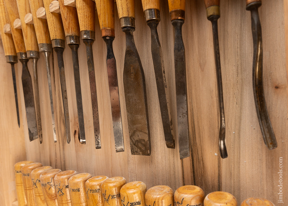 Comprehensive Set of 39 BUCK BROS. Carving Tools Chisels Gouges in Maple Cabinet - 116622