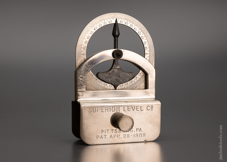 Rare One of Two Known Patented 1908 Inclinometer Level SUPERIOR LEVEL CO. Pittsburg, PA Southward Patent - EXCELSIOR 104458