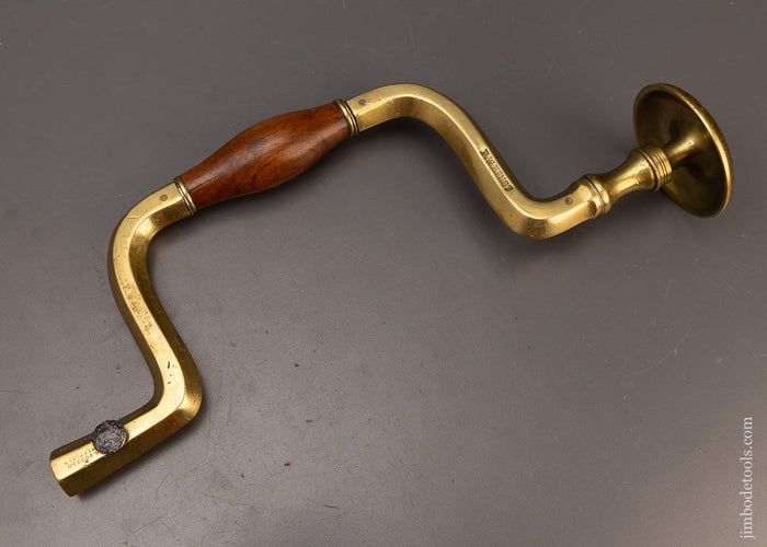 Rare SIGNED “HORTON” Solid Brass Framed Bit Brace 1850 PATENT - EXCELSIOR 111178