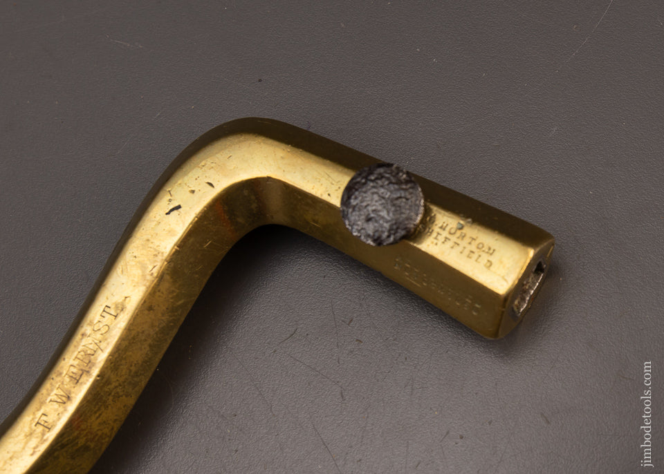 Rare SIGNED “HORTON” Solid Brass Framed Bit Brace 1850 PATENT - EXCELSIOR 111178