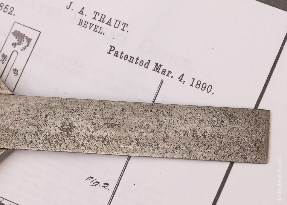 TRAUT PATENT MAR. 4, 1890 Combination Square and Bevel Rare STANLEY - EXCELSIOR 111635