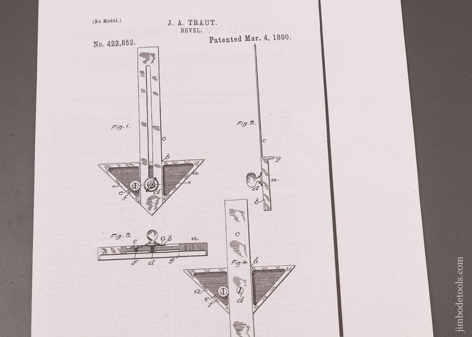 TRAUT PATENT MAR. 4, 1890 Combination Square and Bevel Rare STANLEY - EXCELSIOR 111635