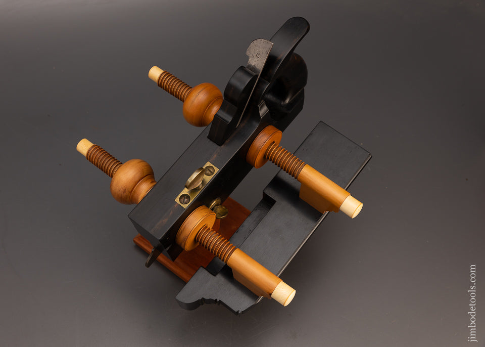 Stunning Solid Ebony & Boxwood Screw Arm Plow Plane - EXCELSIOR 113805