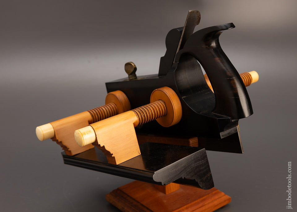 Stunning Solid Ebony & Boxwood Screw Arm Plow Plane - EXCELSIOR 113805