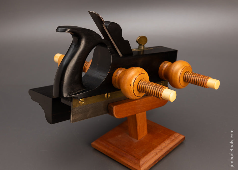 Stunning Solid Ebony & Boxwood Screw Arm Plow Plane - EXCELSIOR 113805