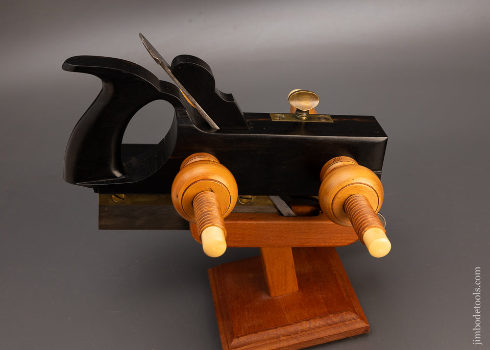 Stunning Solid Ebony & Boxwood Screw Arm Plow Plane - EXCELSIOR 113805
