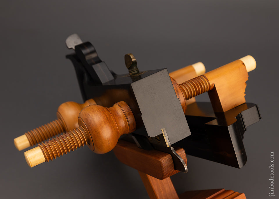 Stunning Solid Ebony & Boxwood Screw Arm Plow Plane - EXCELSIOR 113805