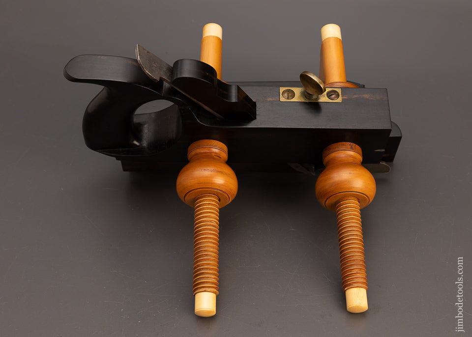Stunning Solid Ebony & Boxwood Screw Arm Plow Plane - EXCELSIOR 113805