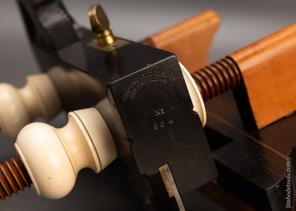 Gorgeous Solid Ebony Solid Nut Screw Arm Plow Plane by GREENFIELD TOOL CO. Ca. 1851-83 - EXCELSIOR 114355