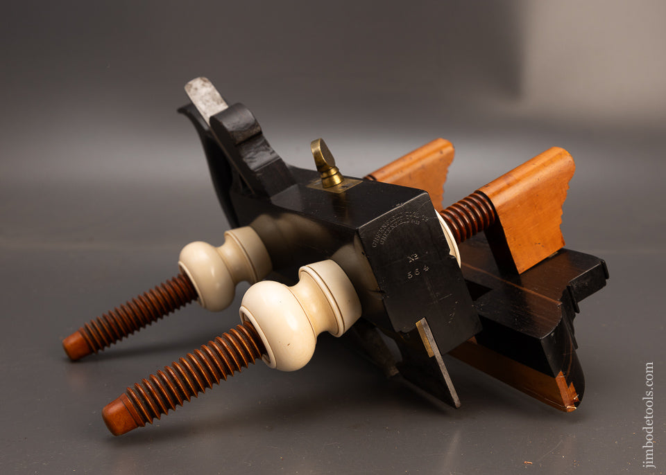 Gorgeous Solid Ebony Solid Nut Screw Arm Plow Plane by GREENFIELD TOOL CO. Ca. 1851-83 - EXCELSIOR 114355