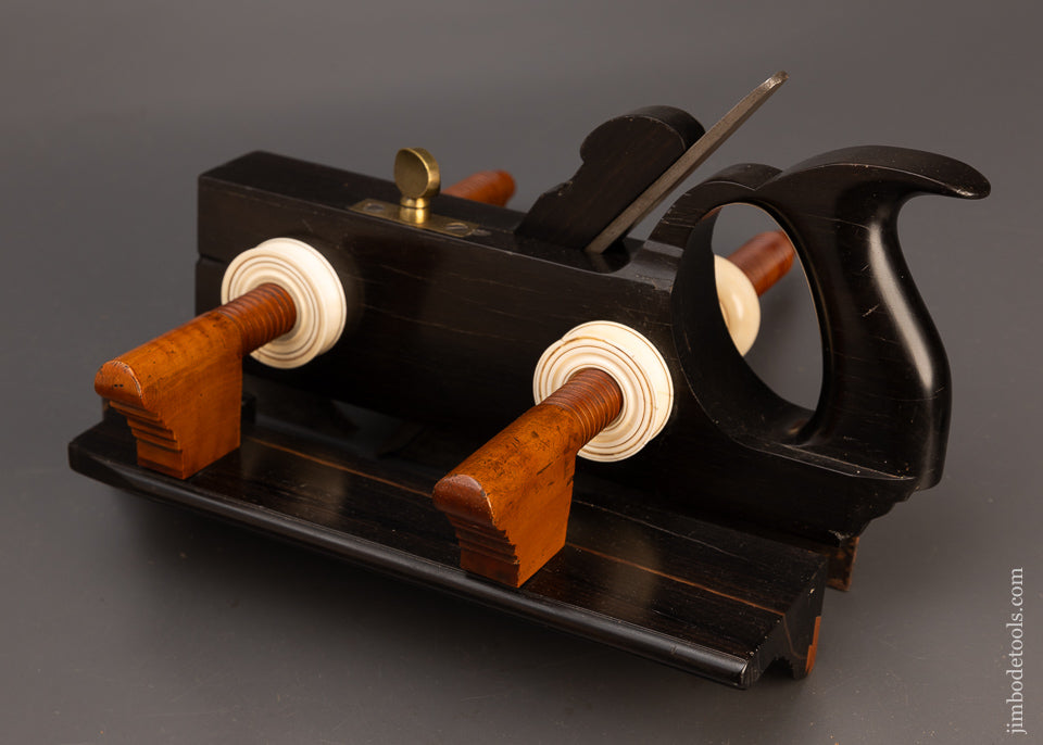 Gorgeous Solid Ebony Solid Nut Screw Arm Plow Plane by GREENFIELD TOOL CO. Ca. 1851-83 - EXCELSIOR 114355