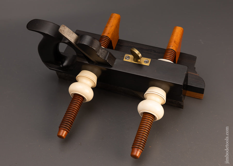 Gorgeous Solid Ebony Solid Nut Screw Arm Plow Plane by GREENFIELD TOOL CO. Ca. 1851-83 - EXCELSIOR 114355