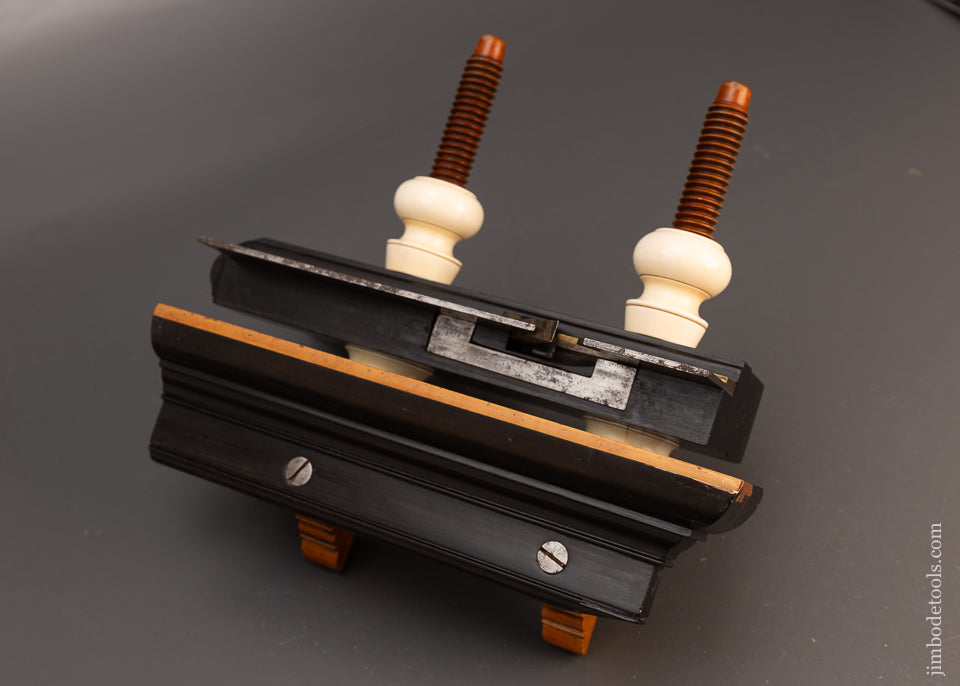 Gorgeous Solid Ebony Solid Nut Screw Arm Plow Plane by GREENFIELD TOOL CO. Ca. 1851-83 - EXCELSIOR 114355