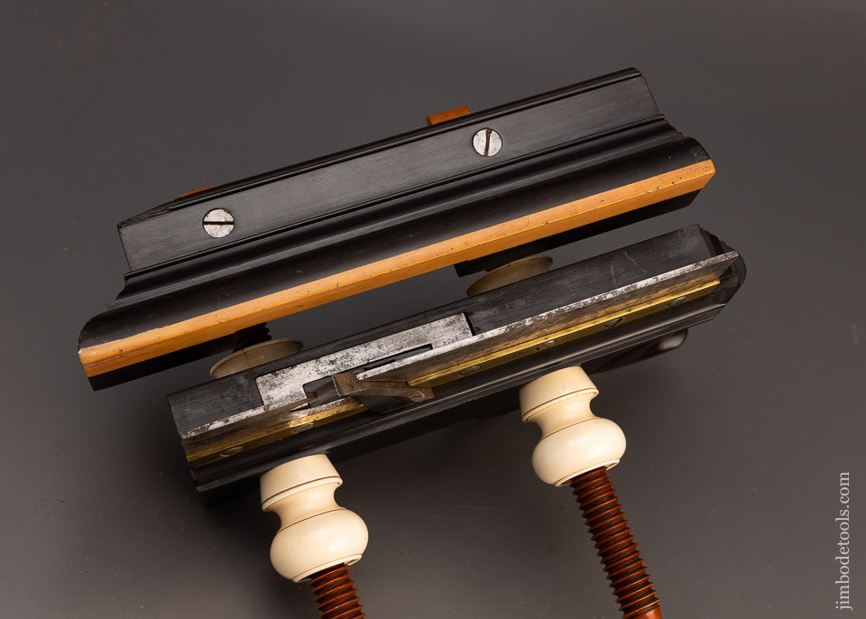 Gorgeous Solid Ebony Solid Nut Screw Arm Plow Plane by GREENFIELD TOOL CO. Ca. 1851-83 - EXCELSIOR 114355