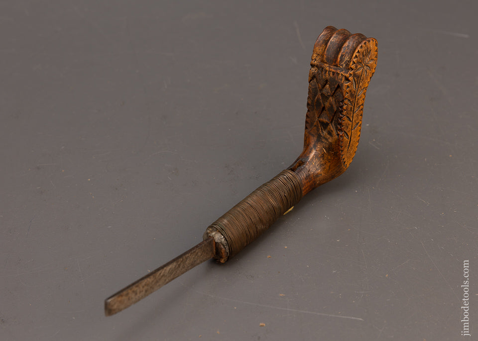 Stunning Hand Carved Native American Crooked Knife with Sheath - EXCELSIOR 115545