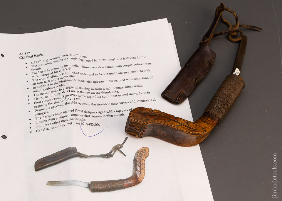 Stunning Hand Carved Native American Crooked Knife with Sheath - EXCELSIOR 115545