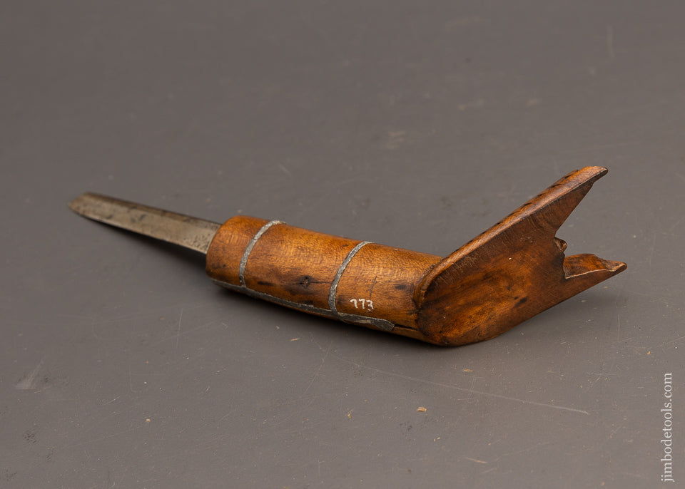 Gorgeous Pewter Ringed Hand Carved Native American Crooked Knife - EXCELSIOR 115773