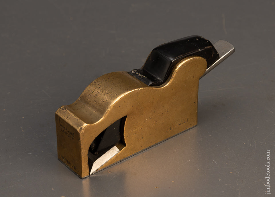 Rare HOLLAND LONDON IMPROVED Gunmetal Ebony Infill Bullnose Shoulder Plane - EXCELSIOR 115830