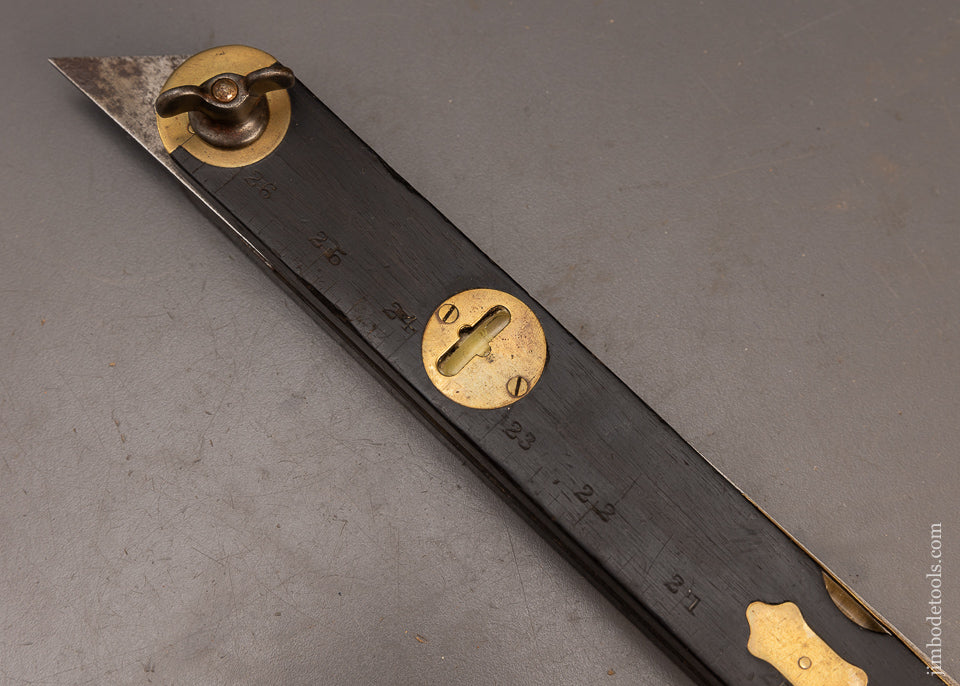Rare & Fine Ebony VAN AMRINGE MAY 24, 1887 Patent Combination Tool Level, Double Bevel, Saw, Rule - EXCELSIOR 115988